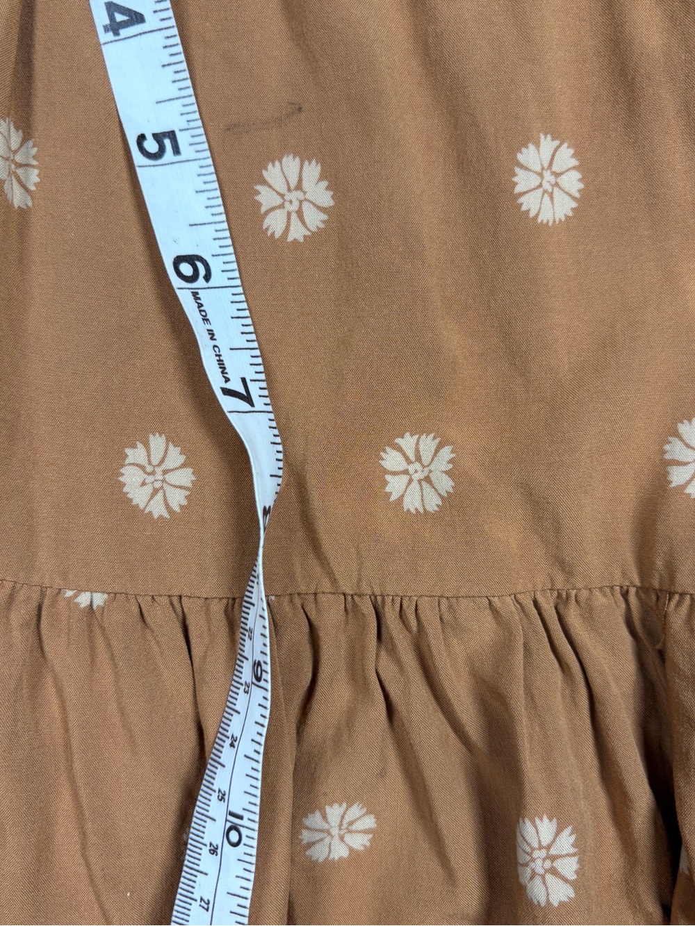 Madewell Bloom Dot Warm Hickory Cream Tan Tiered Ruffle Tie Neck Mini Dress M - Picture 7 of 17